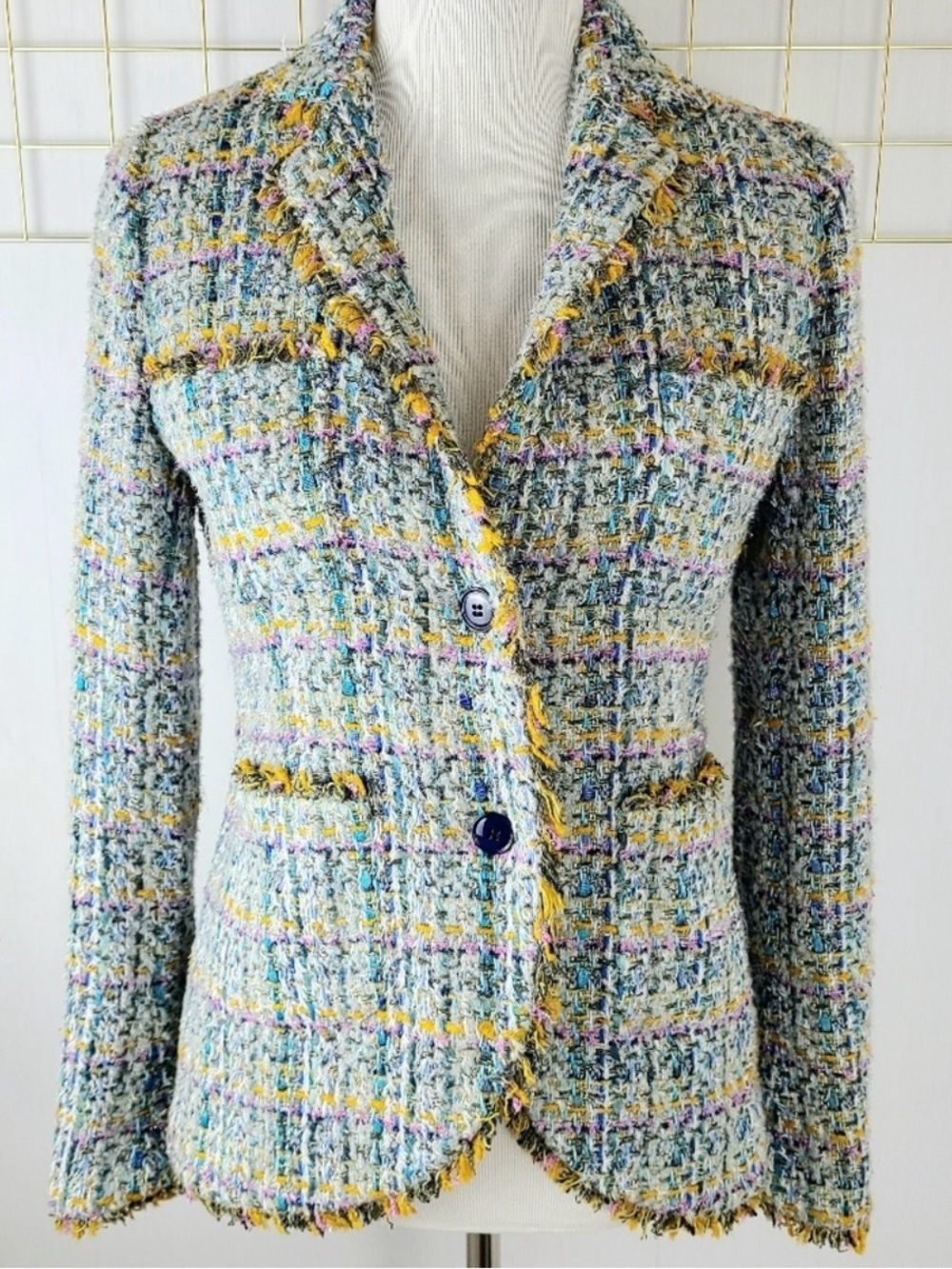 Barneys New York Multicolor Tweed Blazer